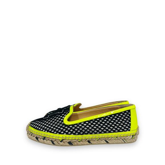 CHRISTIAN LOUBOUTIN Black White Neon Yellow Ivy Espapop Flats Espadrilles 36 - Picture 6 of 9